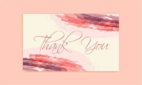 Abstract Watercolor Brush Thank You Card Free Vector 9897806 Vector Art