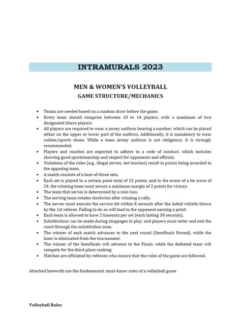 VOLLEYBALL-GAME-STRUCTURE | PDF | Volleyball | Athletic Sports