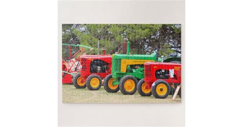 Old Farm Tractors In A Line Jigsaw Puzzle Zazzle