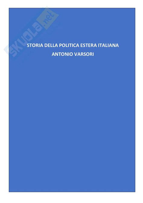 Appunti Storia Della Politica Estera Italiana