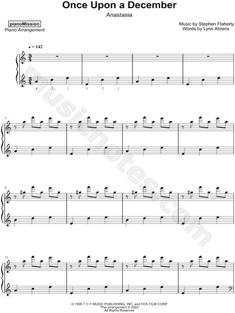 Pianomission Once Upon A December Sheet Music Piano Solo In A Minor