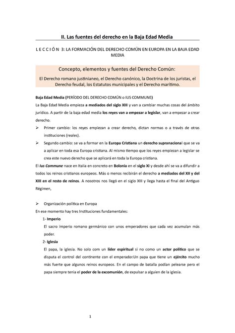 L E C C I Ó N 3 Resumen lección 3 II Las fuentes del derecho en la