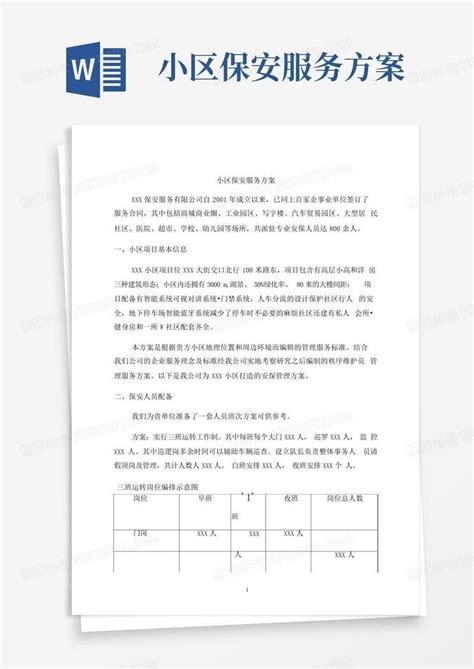 小区保安服务方案word模板下载编号qryyrkjo熊猫办公