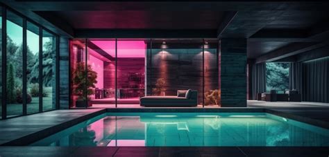 Premium Photo | Modern house with indoor swimming pool