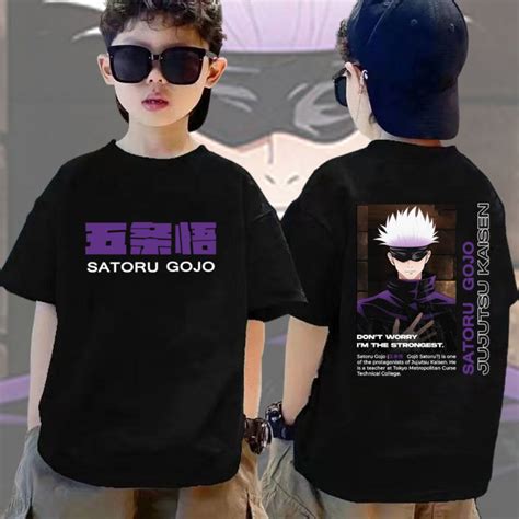 HOT Gojo Jujutsu Kaisen เสอยดเดก เสอยดลาลอง ผาฝาย แขนสน พมพลายอนเมะ Lazada co th