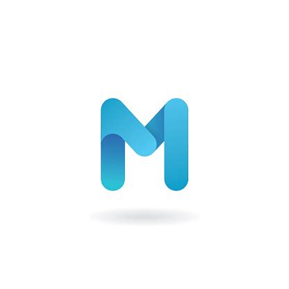 Letter M Logo Blue Vector Icon Ribbon Styled Font Stock Illustration - Download Image Now - iStock