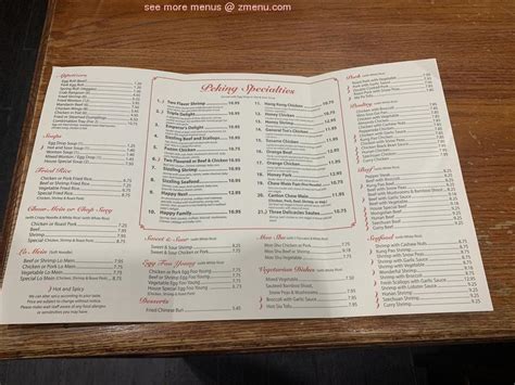 Menu At Peking Chinese Restaurant Tomah