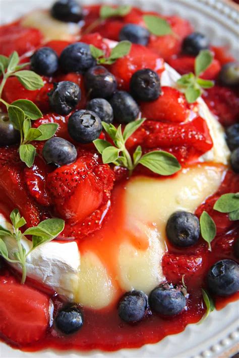 Baked Brie With Strawberry Jam And Blueberries Brie Recipes Baked