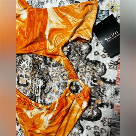 Naked Wardrobe Swim Naked Wardrobe Dreamsicle Cut Out One Piece Bathing Suit Nwt Large