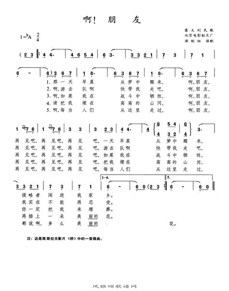 意大利民歌【啊朋友】歌曲曲谱歌谱简谱下载【风雅颂歌谱网】动态伴奏演唱演奏视唱简谱歌谱曲谱高质量图片pdf下载网