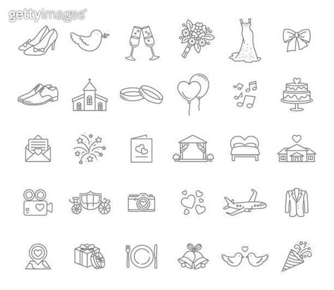 Beautiful Set Of Wedding Icons Thin Line Style Vector Collection 이미지