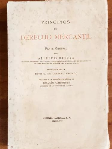 Principios De Derecho Mercantil Alfredo Rocco MercadoLibre