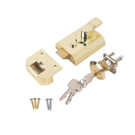 Smith And Locke Fire Rated Deadlock Night Latch Brass Effect 60mm Backset Screwfix