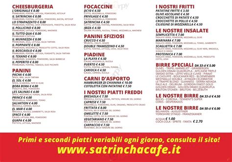 Menù SATRINCHA CAFE Peschiera Borromeo specialità e piatti del Menù