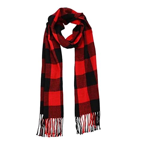 Zhizaihu Plaid Winter Scarf For Women Men Warm Neck Infinity Scarf