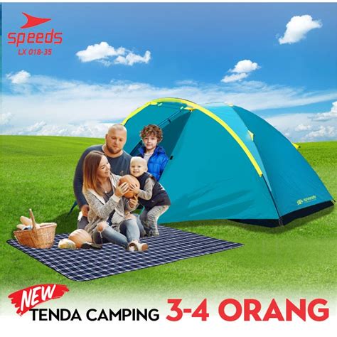 SPEEDS Tenda Camping 4 Orang Tenda Dome Manual Portable