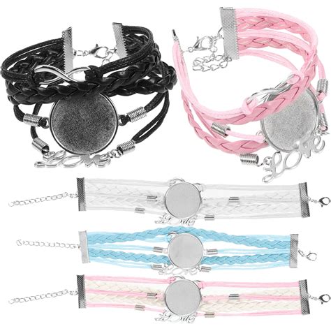 5pcs Sublimation Bezel Bracelets Blanks Round Blank Bezel Bangles