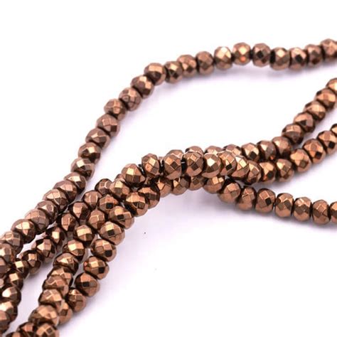 Heishi Rondelle Beads In Synthetic Hematite Gold 4x1mm 1 Strand 40cm