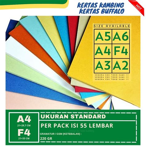 Jual Kertas Bufallo Kertas Kambing A F Plano Aneka Warna Perpack Isi