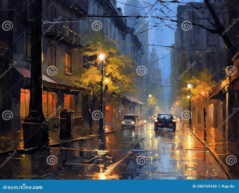 Rainy Day Oil Painting Background Stock Illustration - Illustration of ...