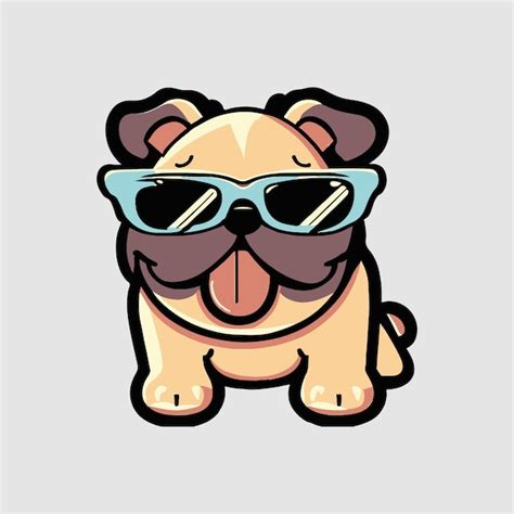 Kawaii Lindo Perro Feliz Con Gafas De Sol Dise O De Camiseta Vector