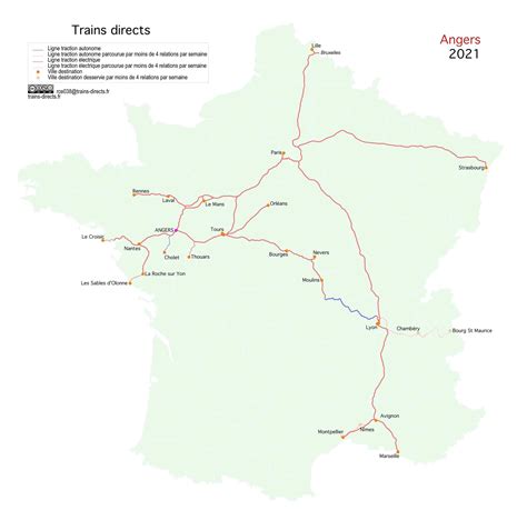 Carte des trains directs au départ d Angers en 2021