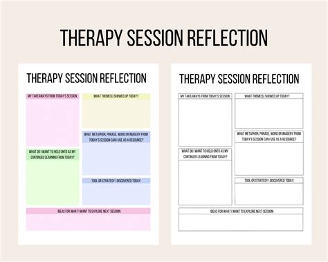 Therapy Session Reflection Worksheet Post Therapy Check In Therapy