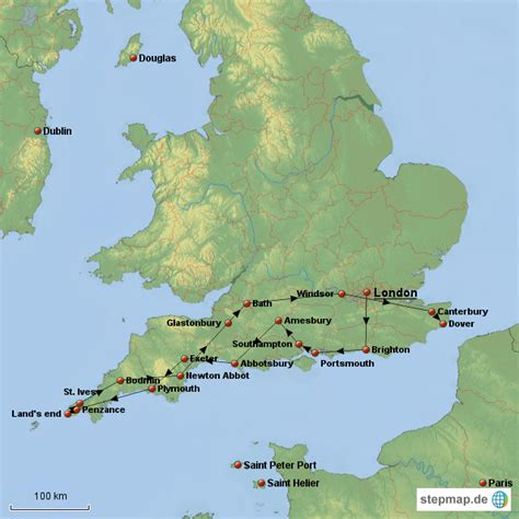 Stepmap Roundtrip South England Landkarte F R Gro Britannien