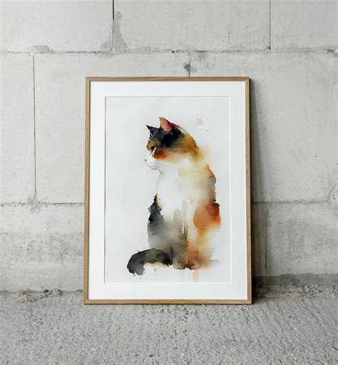 Calico Cat Painting Animal Watercolor Pets Art Print Cat - Etsy