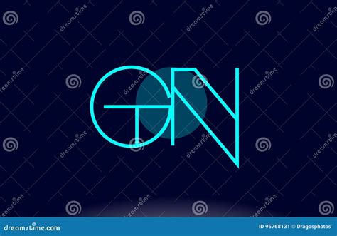 Gn G N Blue Line Circle Alphabet Letter Logo Icon Template Vector