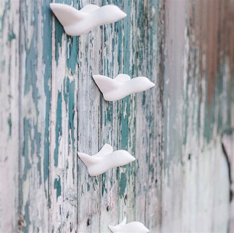 Wall Hanging, Ceramic, small Flock of Birds 4 White Ceramic Birds - Etsy