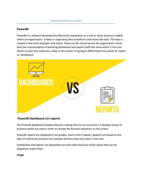 Power Bi Dashboard Vs Report Pdf