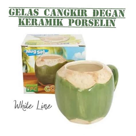 Jual Mug Motif Kelapa Muda Unik Cantik Hijau Gelas Cangkir