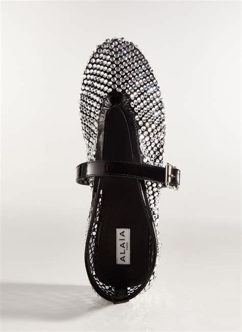 ALAÏA Ballet Flats in Fishnet, Fur | LA BALLERINE | ALAÏA US