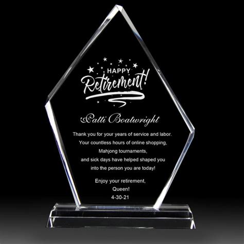 Personalized Retirement Awardcrystal Employeeretirement Etsy