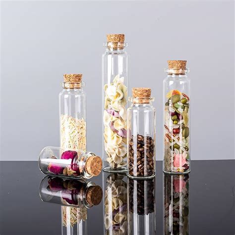 Mini Clear Glass Wishing Small Drift Bottle Vials With Cork Glass Tube