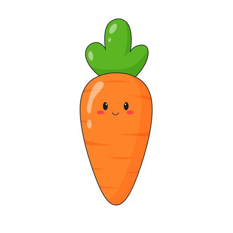 Cute Kawaii Carrot Character Flat Cartoon Illustration Icon Logo