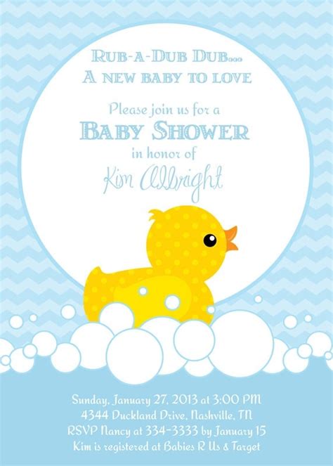 Rubber Ducky Baby Shower Invitations Template Rubber Duck Baby Shower