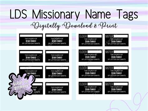 Printable Lds Missionary Name Tags Digital Download Church Of Jesus