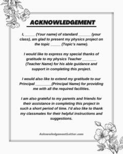 Acknowledgement For Physics Project Sample