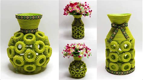 2 Plastic Bottle Caps Ideas Flower Vase Ide Kreatif Vas Bunga Dari