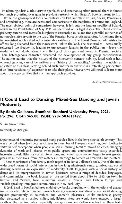 It Could Lead To Dancing Mixed Sex Dancing And Jewish Modernity By Sonia Gollance Stanford