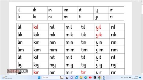 I Sesi Hece Ve Kelime Tablosu Eduhol Etkinlik Ndir Oyun Oyna