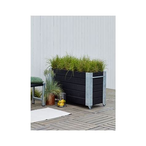 Jardinière bois rectangulaire 120x50x70cm autoclave noir