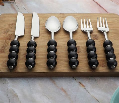 Buy Regal Black Beads Stainless Steel Silverware Set Of 6 Spoons