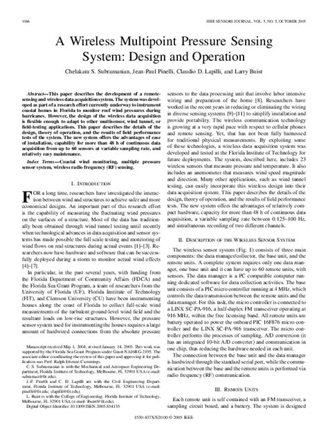 Pdf A Wireless Multipoint Pressure Sensing System Design And
