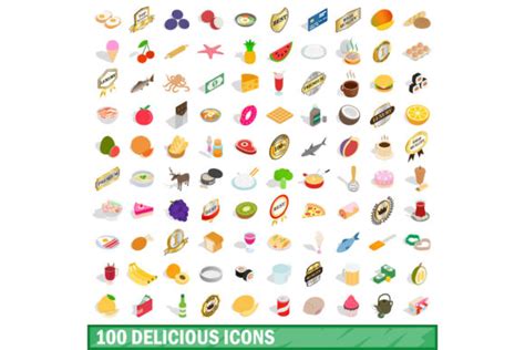 100 Delicious Icons Set Graphic By Ylivdesign · Creative Fabrica