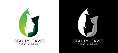 Woman Face With Negative Space In Leaf For Pure Beauty Logo Design