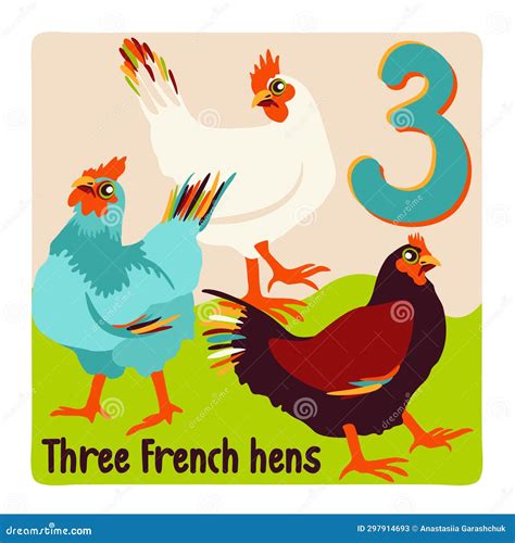 French Hens Ready To Sing The Days Of Christmas Stock Photo