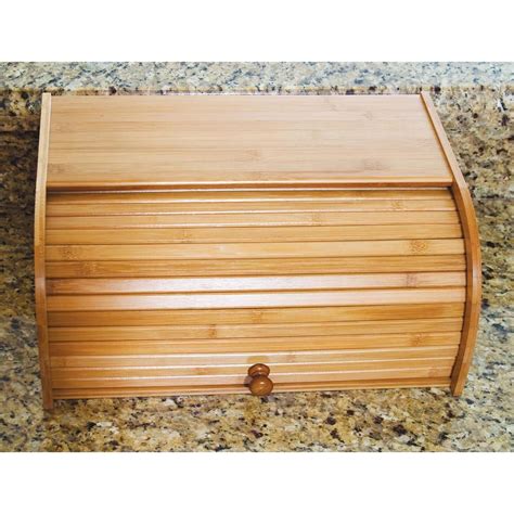 Lipper Bamboo Rolltop Bread Box 8846 The Home Depot Bread Boxes Bamboo Retro Bread Box